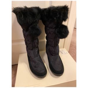 Coach, Theona Fur Snow Boots, Black, Size 9